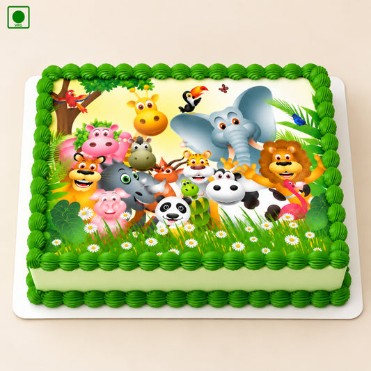 Jungle Family Photo Cake - Gurgaon, Delhi & Noida