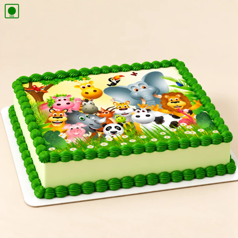 Jungle Family Photo Cake - Gurgaon, Delhi & Noida