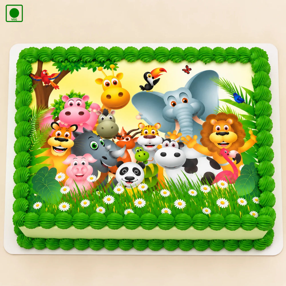 Jungle Family Photo Cake - Gurgaon, Delhi & Noida