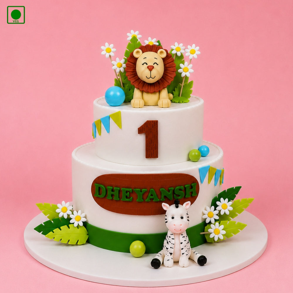 Jungle Flower Theme Designer Cake - Gurgaon, Delhi & Noida