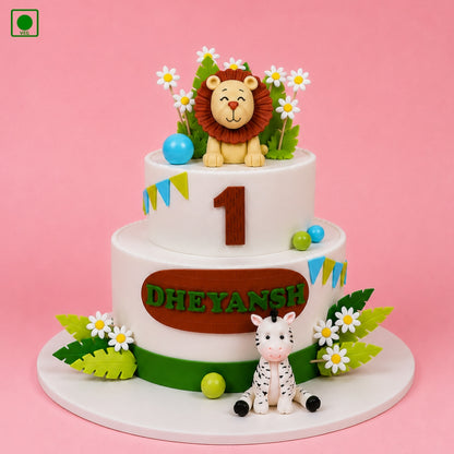 Jungle Flower Theme Designer Cake - Gurgaon, Delhi & Noida