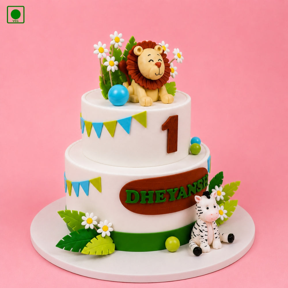 Jungle Flower Theme Designer Cake - Gurgaon, Delhi & Noida