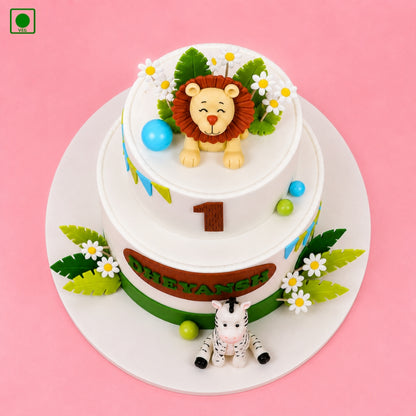 Jungle Flower Theme Designer Cake - Gurgaon, Delhi & Noida