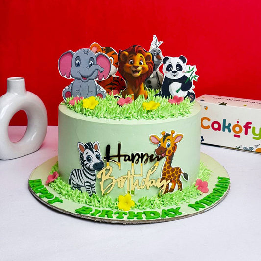 Jungle Safari Animal Theme Birthday Cake - Gurgaon & Delhi NCR | Cakofy