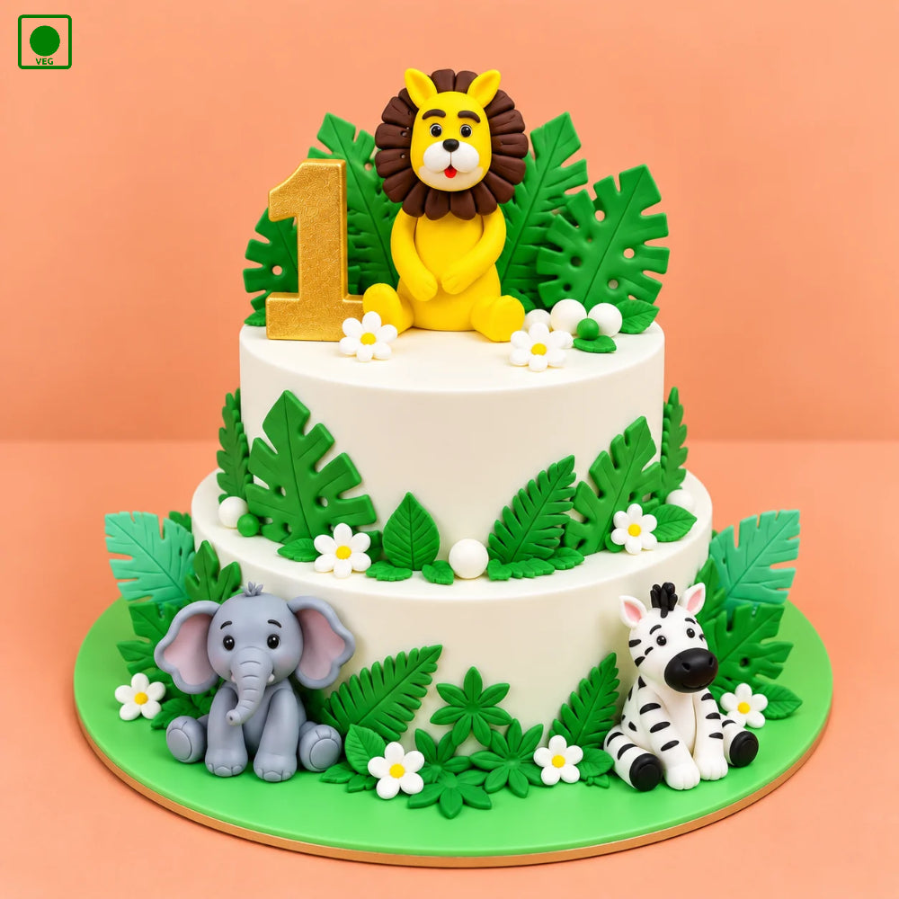Jungle Safari Birthday Cake – Gurgaon, Delhi & Noida