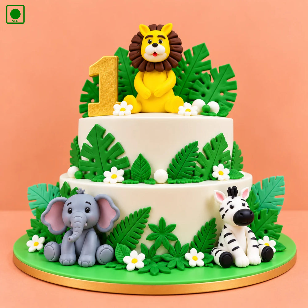 Jungle Safari Birthday Cake – Gurgaon, Delhi & Noida