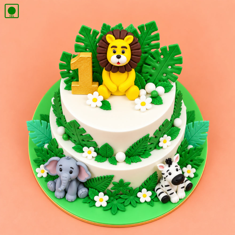 Jungle Safari Birthday Cake – Gurgaon, Delhi & Noida