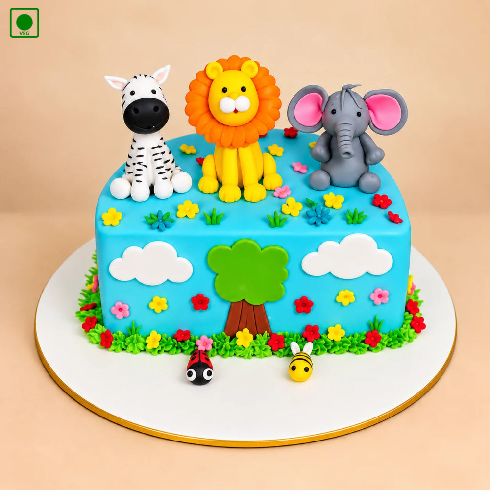 Jungle Safari Half Kids Cake - Gurgaon, Delhi & Noida