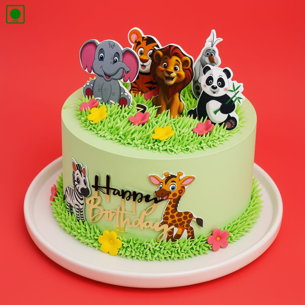 Jungle Safari Theme Cake - Gurgaon, Delhi & Noida