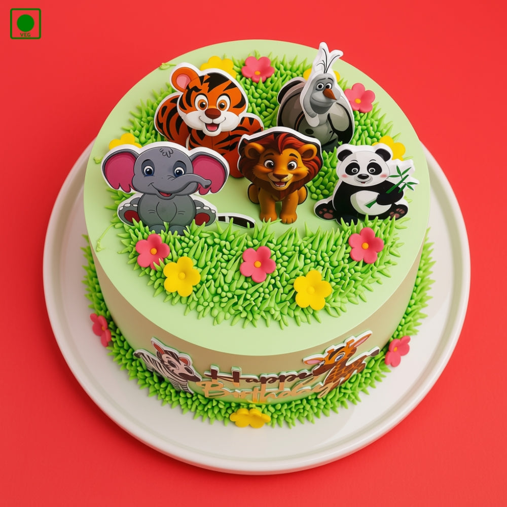 Jungle Safari Theme Cake - Gurgaon, Delhi & Noida