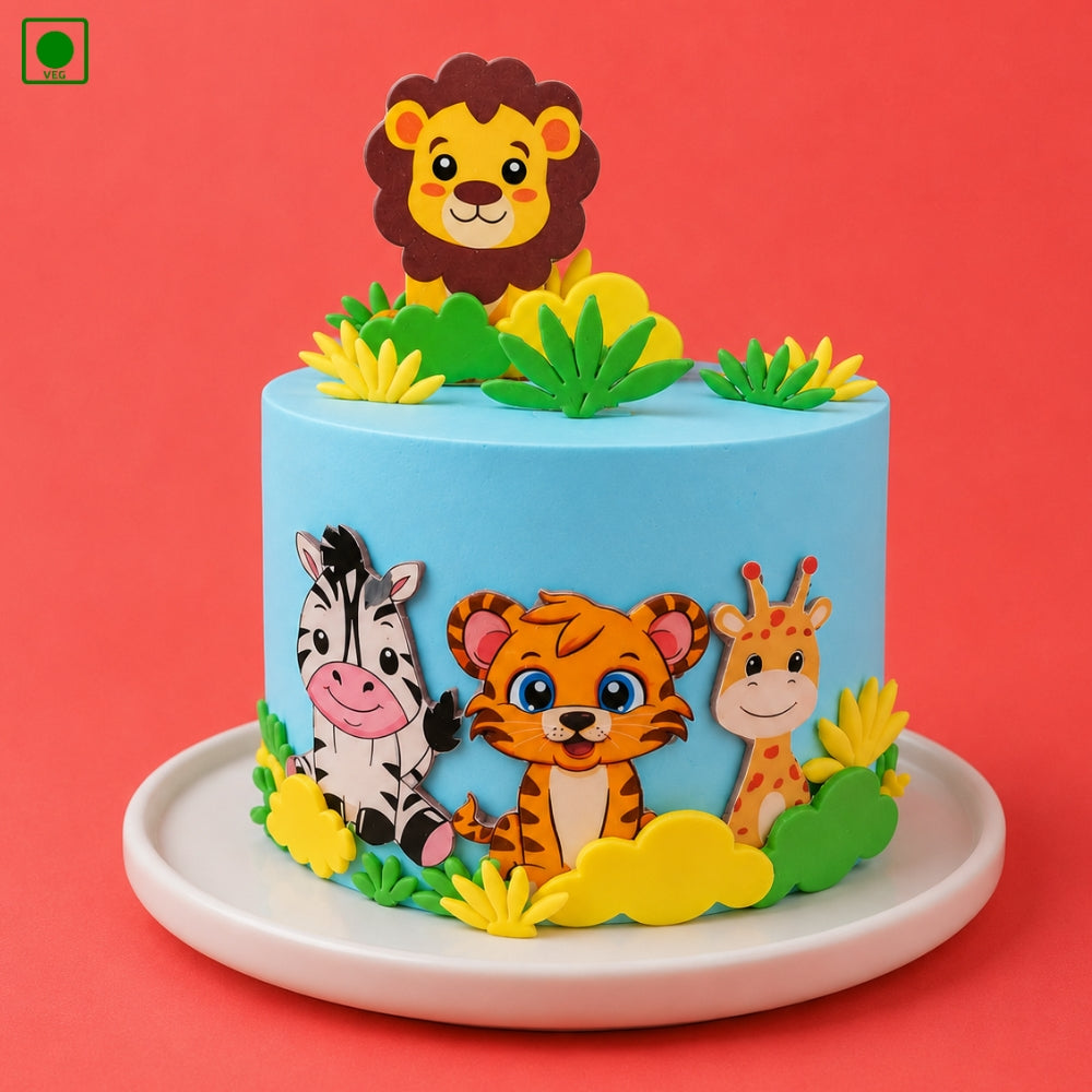 Jungle Theme Kids Cake - Gurgaon, Delhi & Noida