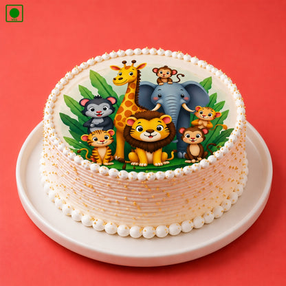 Jungle Theme Photo Cake – Gurgaon, Delhi & Noida