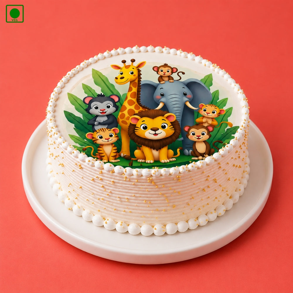 Jungle Theme Photo Cake – Gurgaon, Delhi & Noida