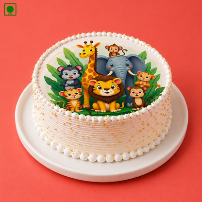 Jungle Theme Photo Cake – Gurgaon, Delhi & Noida
