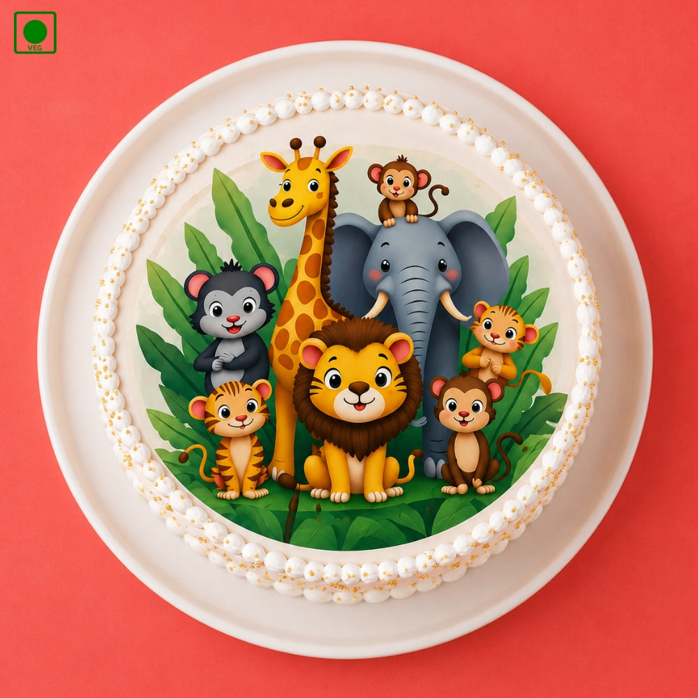 Jungle Theme Photo Cake – Gurgaon, Delhi & Noida