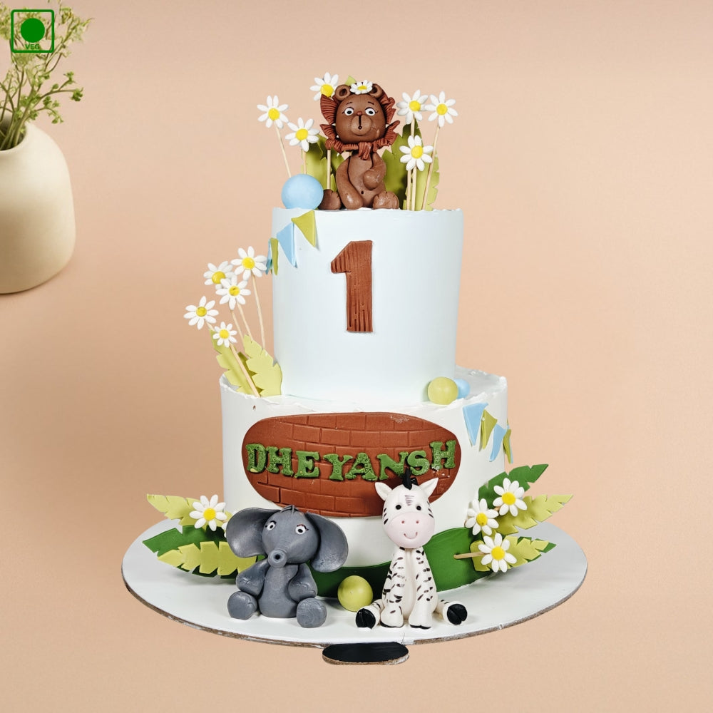 Jungle Flower Theme Designer Cake - Gurgaon & Delhi NCR | Cakofy