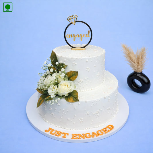 Just Engaged Floral Cake - Gurgaon & Delhi NCR | Cakofy