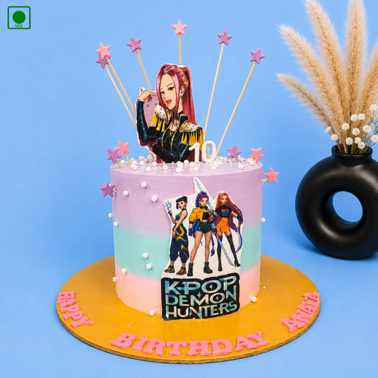 K-Pop Demon Hunters Theme Birthday Cake