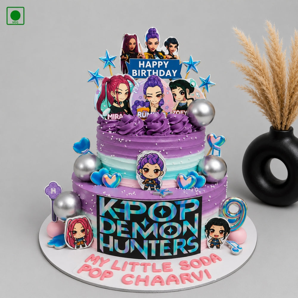 K Pop Star Two Tier Cake Gurgaon Delhi Noida Cakofy k-pop-star-two-tier-cake-gurgaon-delhi-noida-cakofy