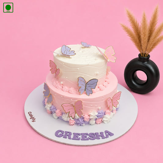 Lavender Pink Butterfly Cake - Gurgaon, Delhi & Noida