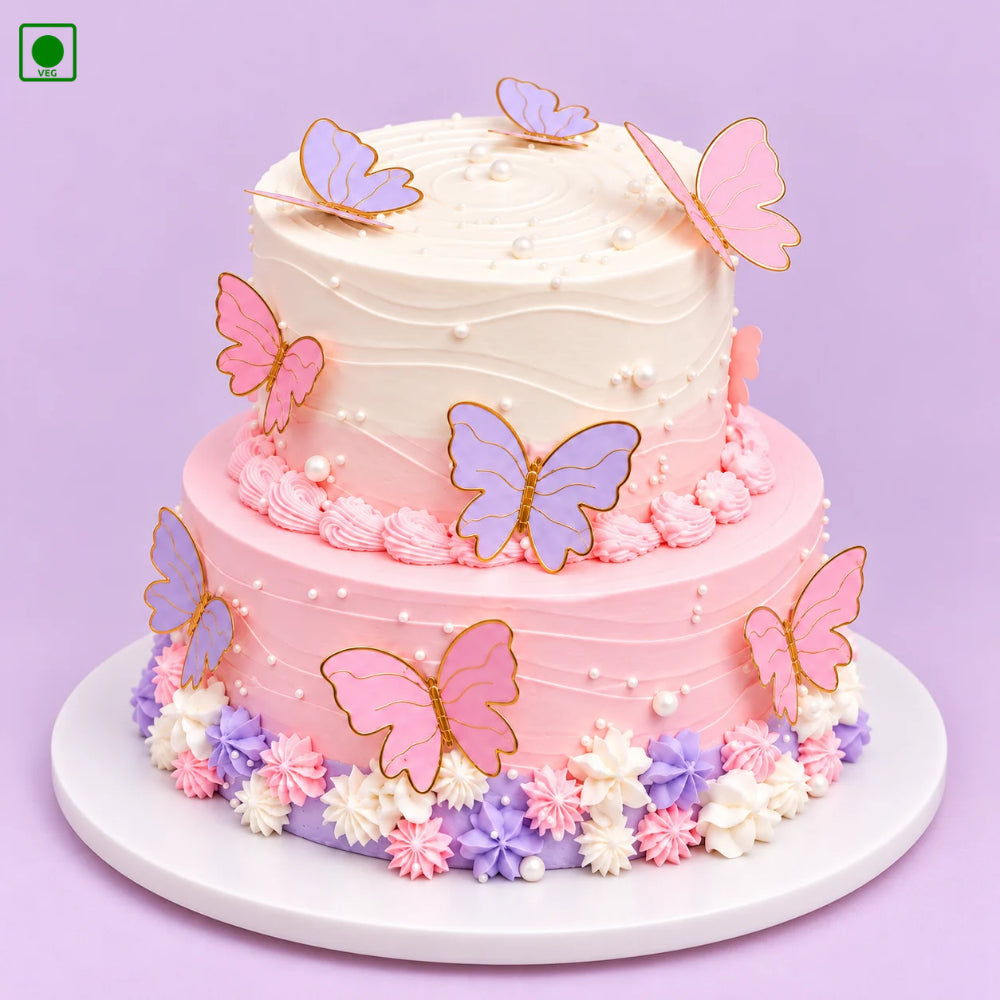 Lavender Pink Butterfly Cake - Gurgaon, Delhi & Noida