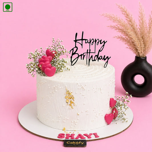 Light Pink Birthday Heart Cake - Gurgaon & Delhi NCR | Cakofy
