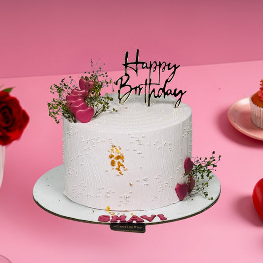 Light Pink Birthday Heart Cake - Gurgaon & Delhi NCR | Cakofy