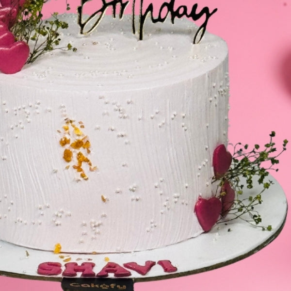 Light Pink Birthday Heart Cake Gurgaon & Delhi NCR | Cakofy