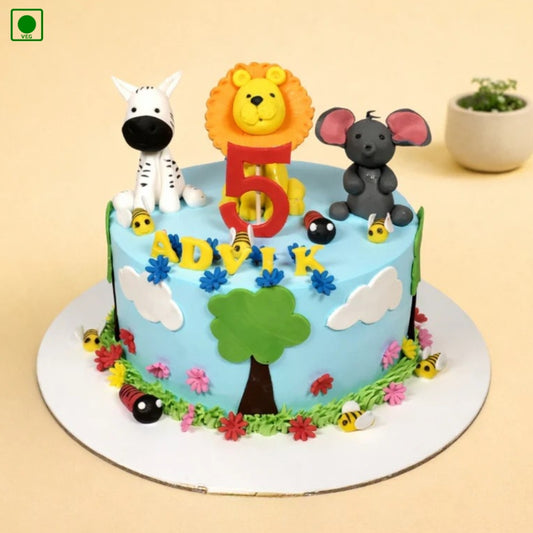 Lion & Elephant Theme Cake - Gurgaon & Delhi NCR | Cakofy