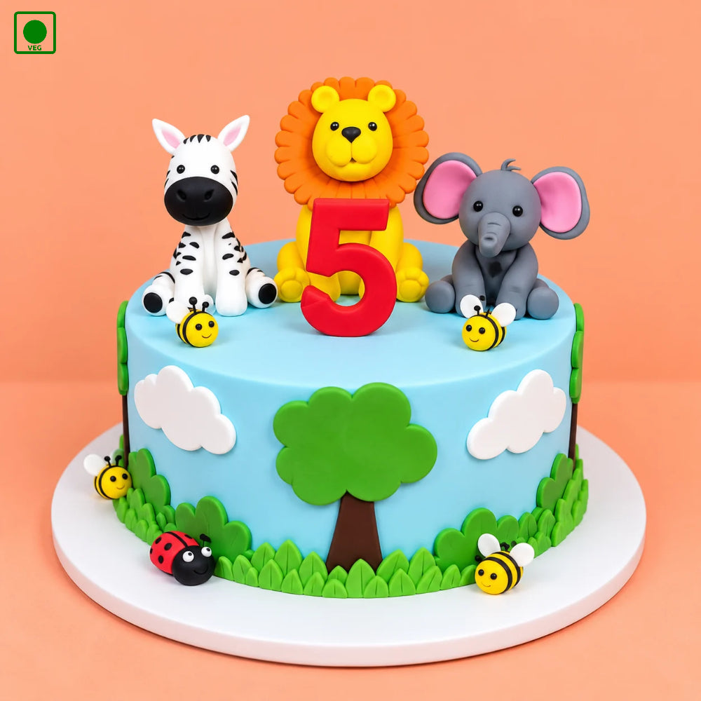 Lion & Elephant Theme Cake - Gurgaon, Delhi & Noida