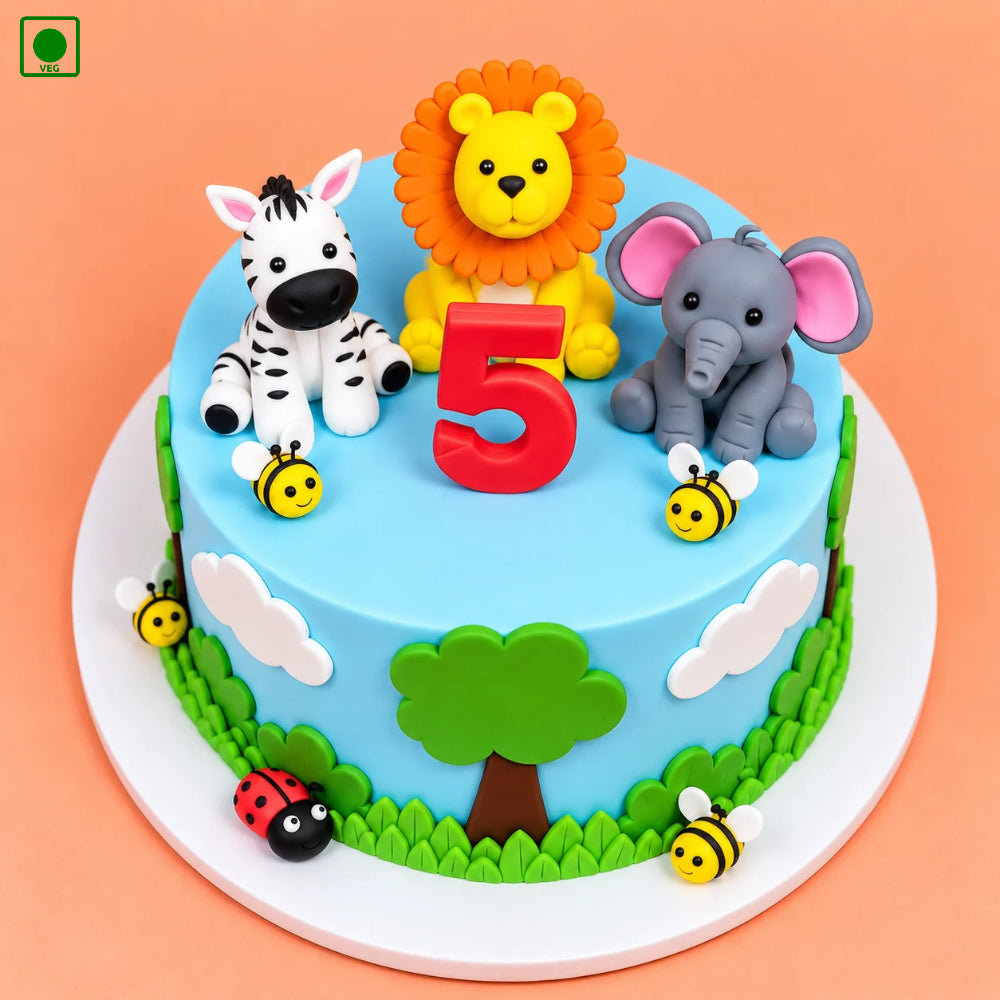 Lion & Elephant Theme Cake - Gurgaon, Delhi & Noida