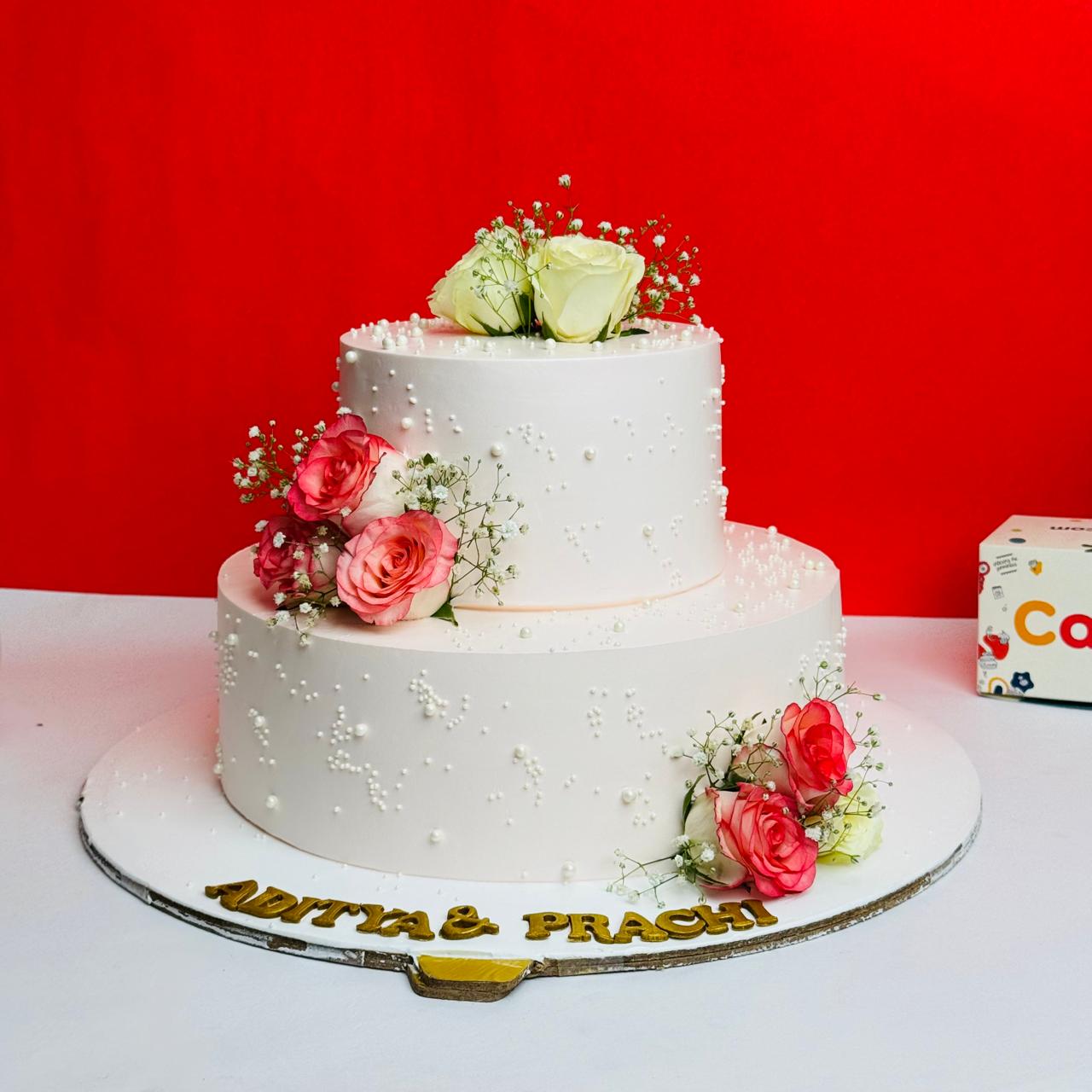 Luxury White Rose Floral Designer Cake - Gurgaon & Delhi NCR | Cakofy