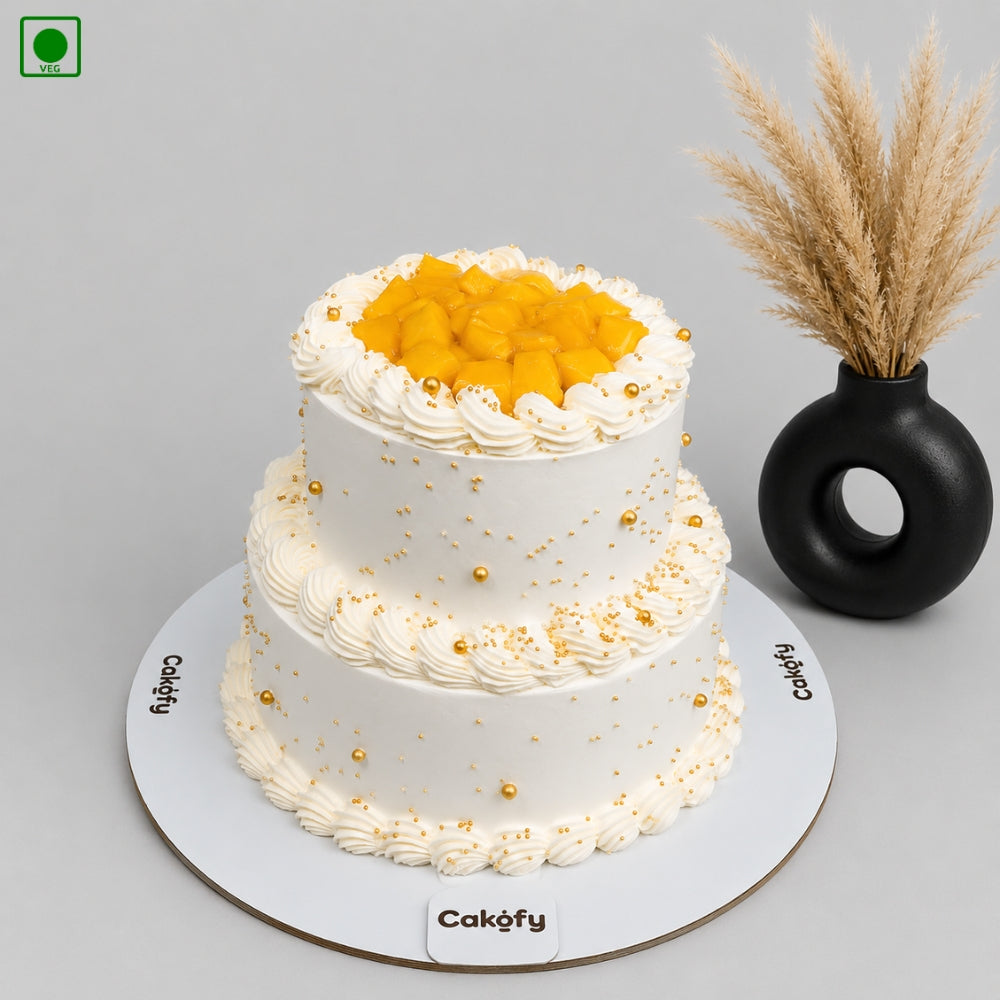Mango Delight Two-Tier Cake - Gurgaon, Delhi & Noida