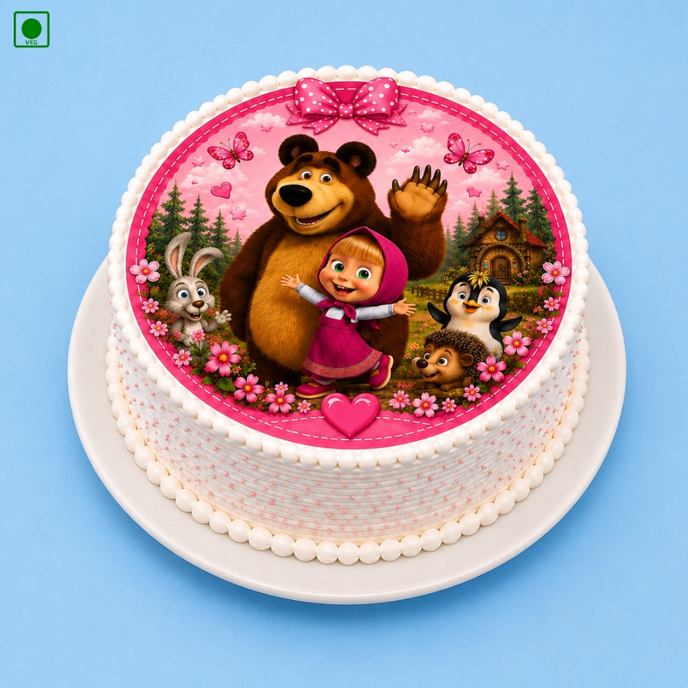 Masha Bear Cartoon Theme Cake - Gurgaon, Delhi & Noida