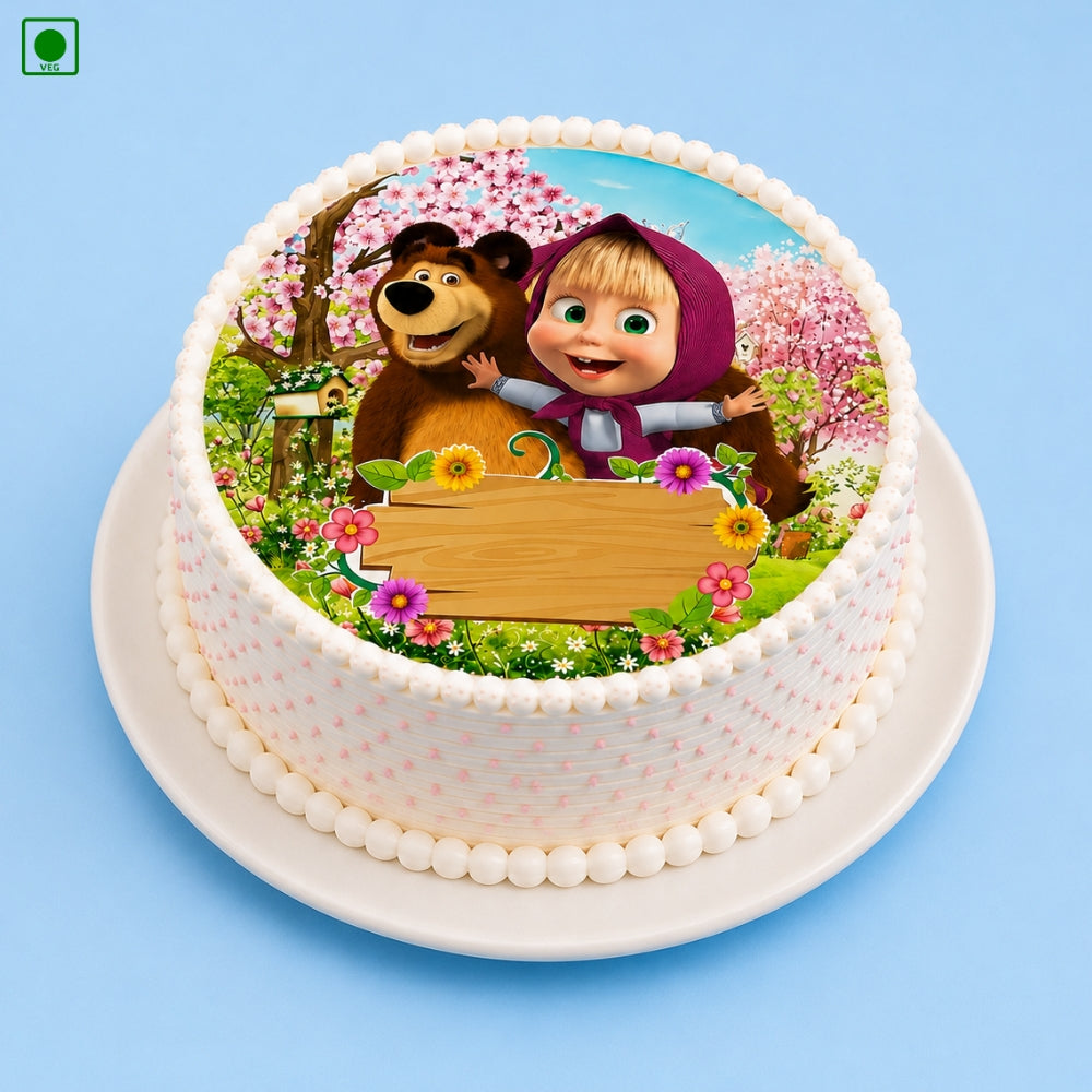 Masha and the Bear Photo Cake - Gurgaon, Delhi & Noida