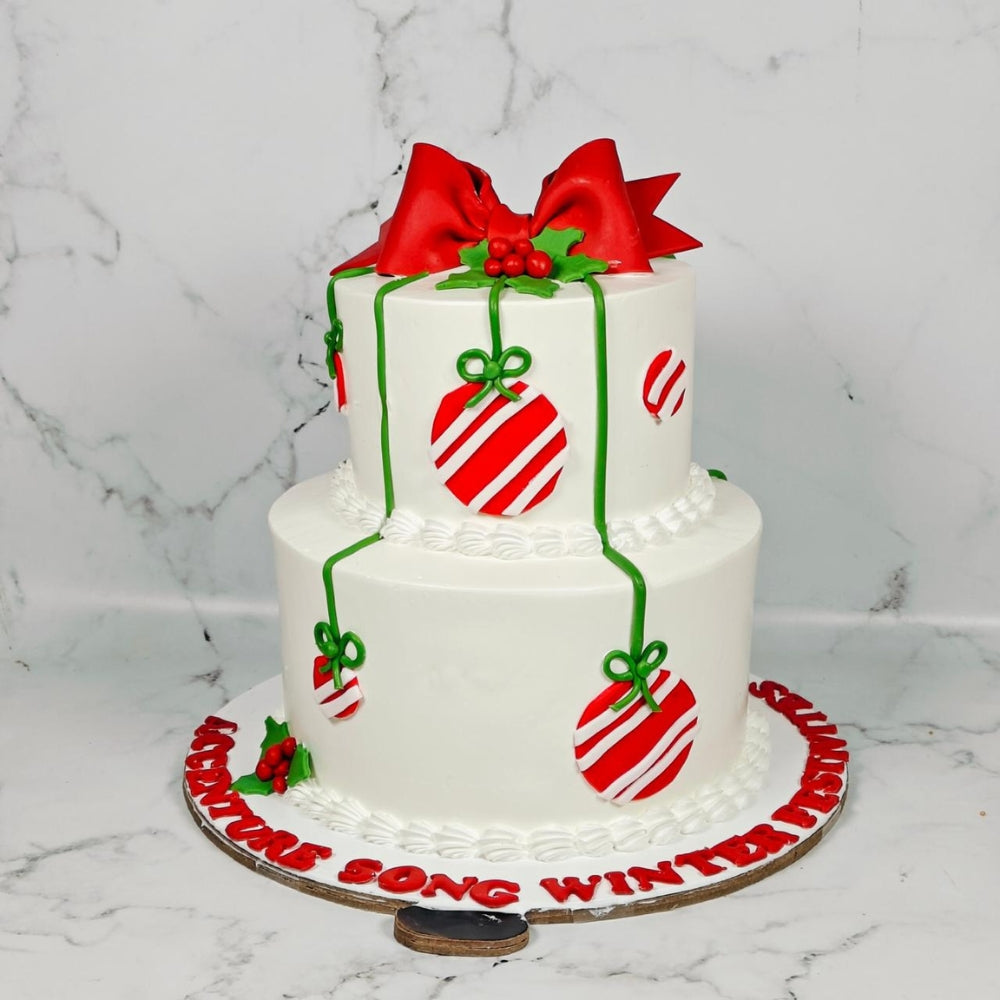 Merry Christmas 2 Tier Cake - Gurgaon & Delhi NCR | Cakofy