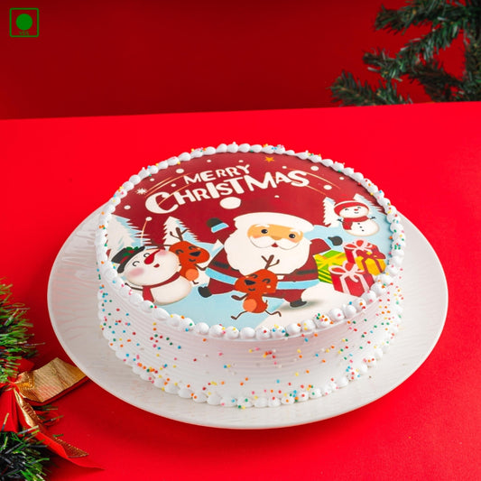 Merry Christmas Red Poster Cake  - Gurgaon, Delhi & Noida