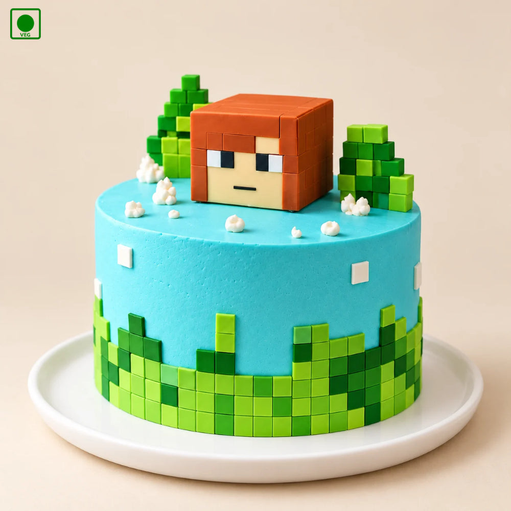 Minecraft Alex Face Cake - Gurgaon, Delhi & Noida