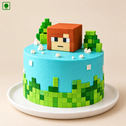 Minecraft Alex Face Cake - Gurgaon, Delhi & Noida