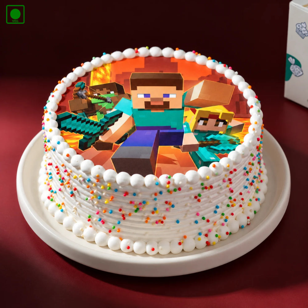 Minecraft Gaming Heroes Cake - Gurgaon, Delhi & Noida