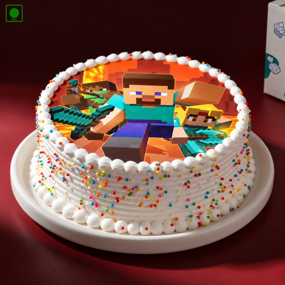 Minecraft Gaming Heroes Cake - Gurgaon, Delhi & Noida