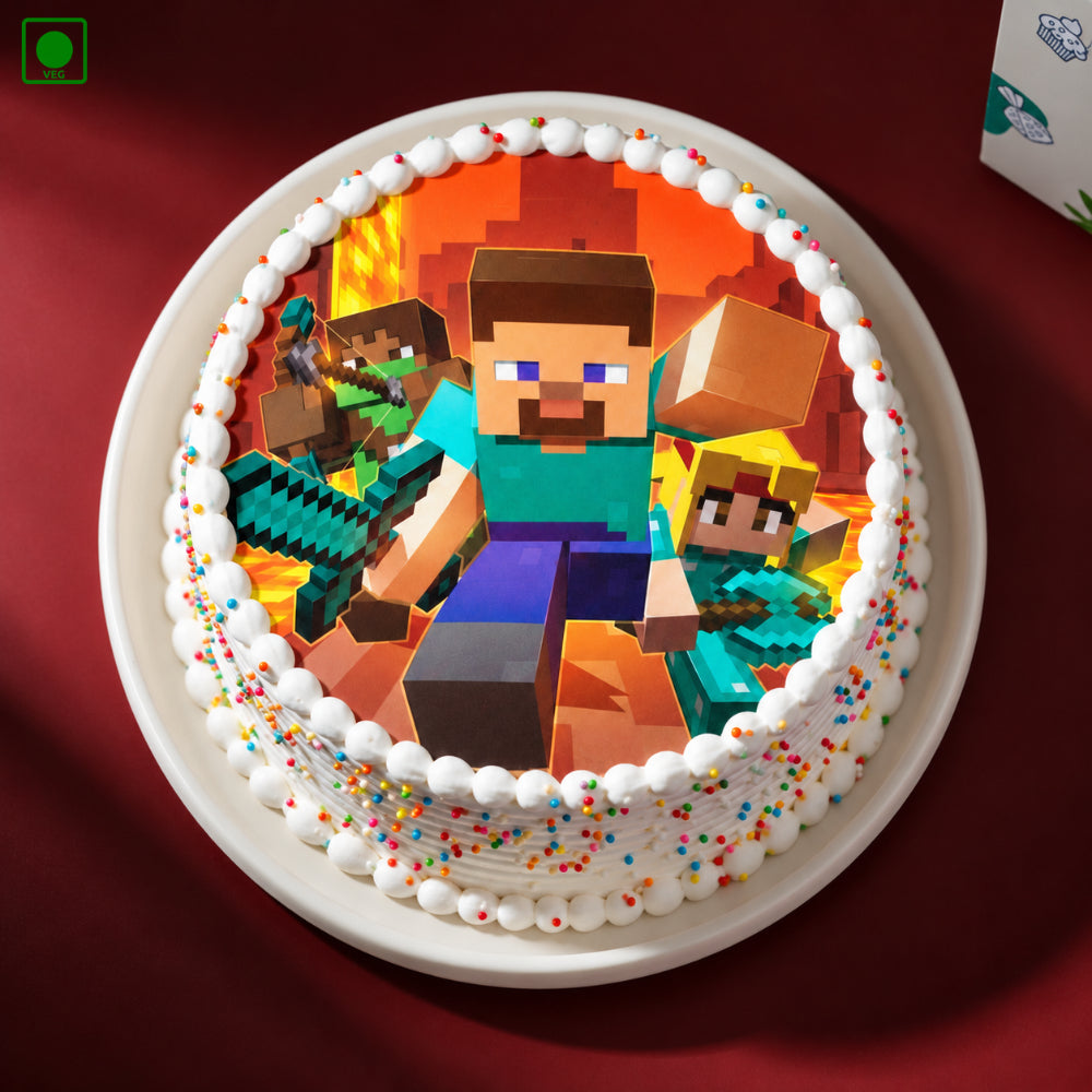 Minecraft Gaming Heroes Cake - Gurgaon, Delhi & Noida