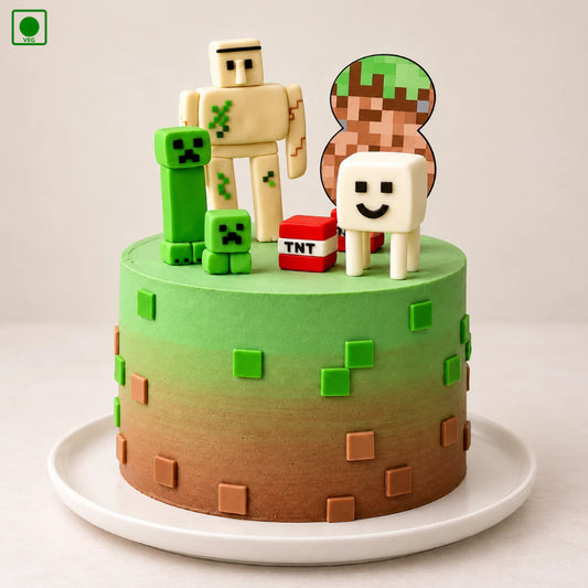 Minecraft Gaming World Cake - Gurgaon, Delhi & Noida