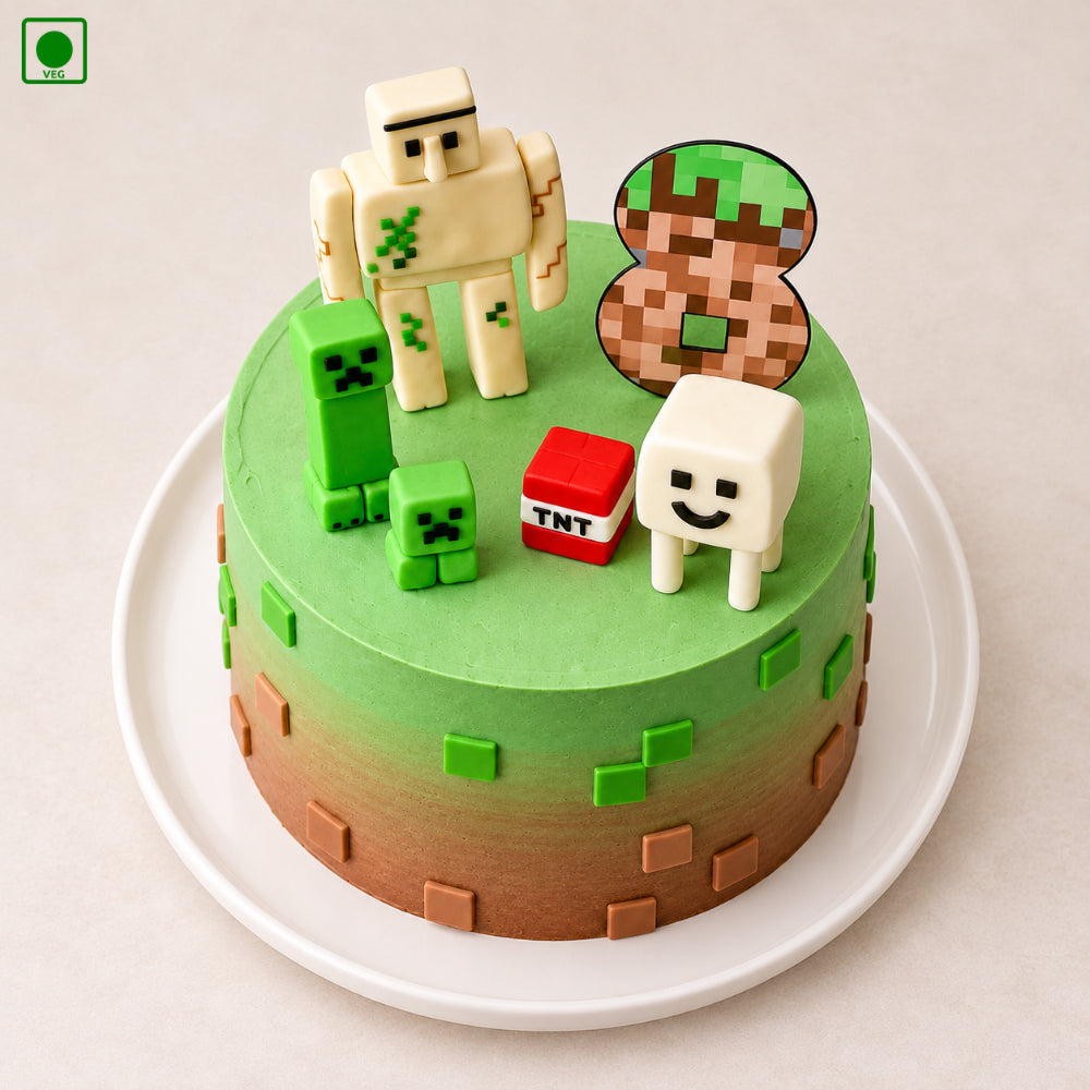 Minecraft Gaming World Cake - Gurgaon, Delhi & Noida