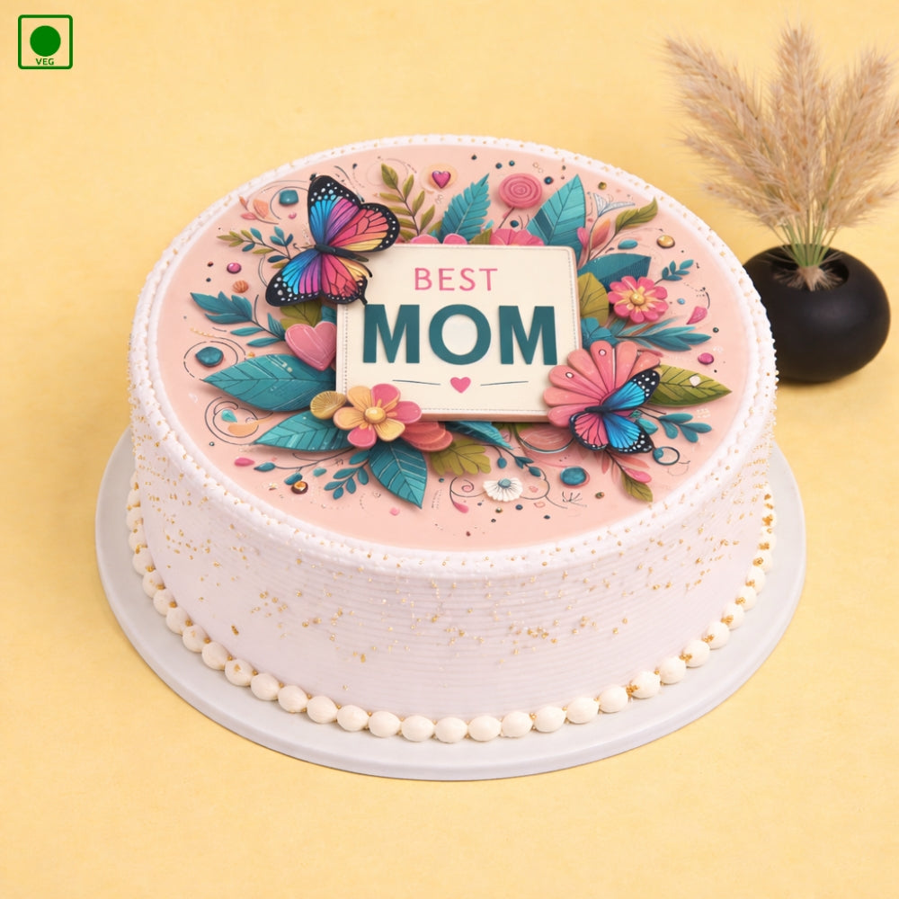 Mom Floral Butterfly Cake - Gurgaon, Delhi & Noida
