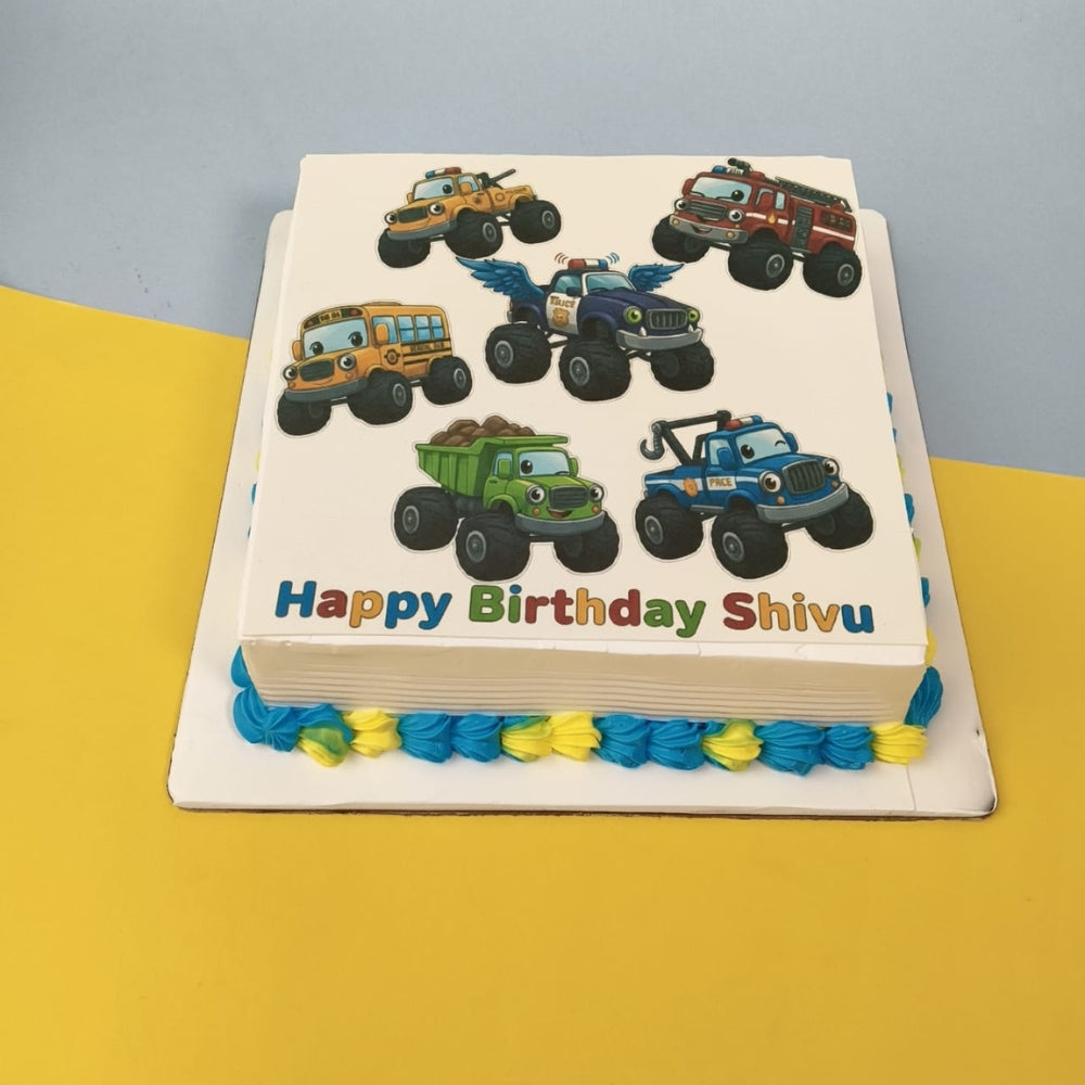 Monster Truck Theme Kids Birthday Cake - Gurgaon & Delhi NCR | Cakofy