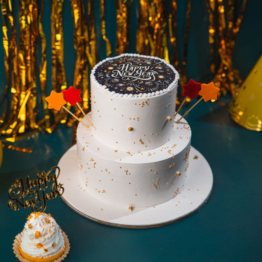 New Year 2 Tier Designer Cake - Gurgaon & Delhi NCR | Cakofy