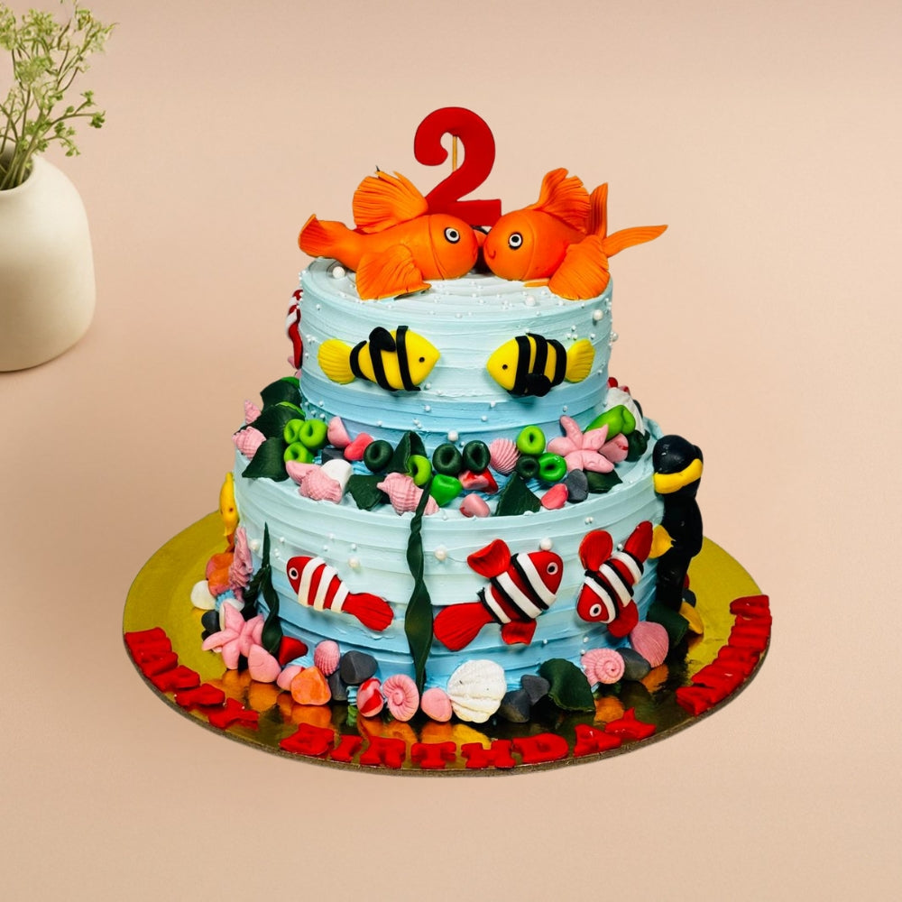 Ocean Fish Theme Designer Birthday Cake - Gurgaon & Delhi NCR | Cakofy