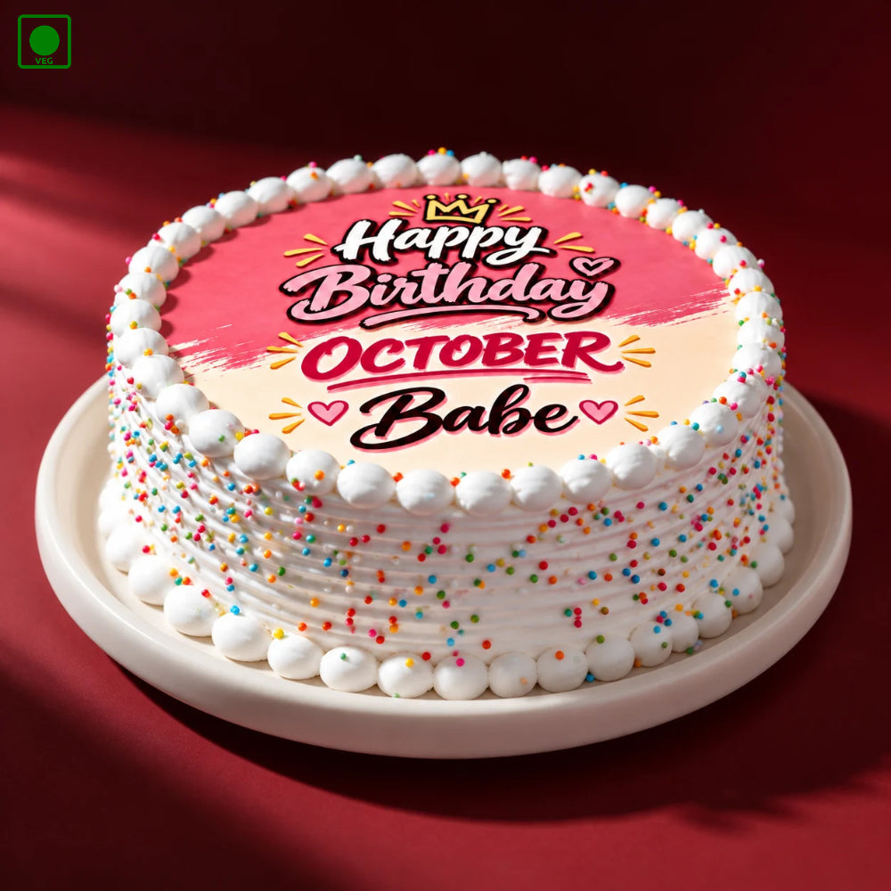 October Babe Born Photo Cake - Gurgaon, Delhi & Noida
