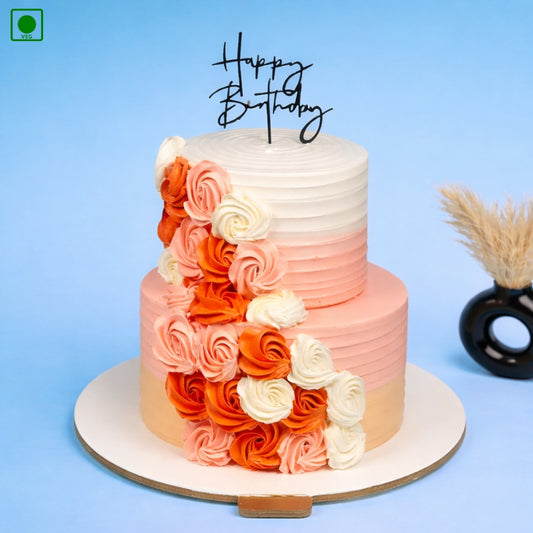 Ombre Floral Two tier Cake - Gurgaon & Delhi NCR | Cakofy